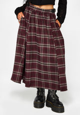 Nightingale Buckled Check Midi - Burgundy
