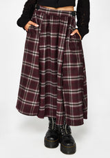 Nightingale Buckled Check Midi - Burgundy