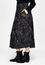 Curio Print Button Down Midi Skirt