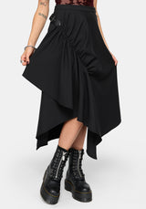 Reina Buckle Hanky Hem Midi Skirt