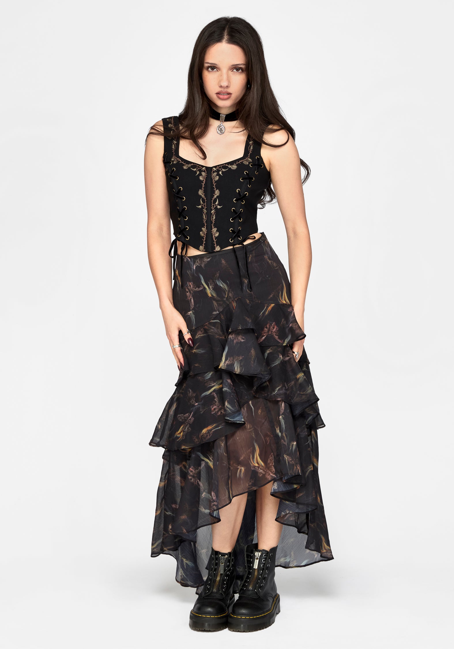 Ember Chiffon Ruffle Maxi Skirt