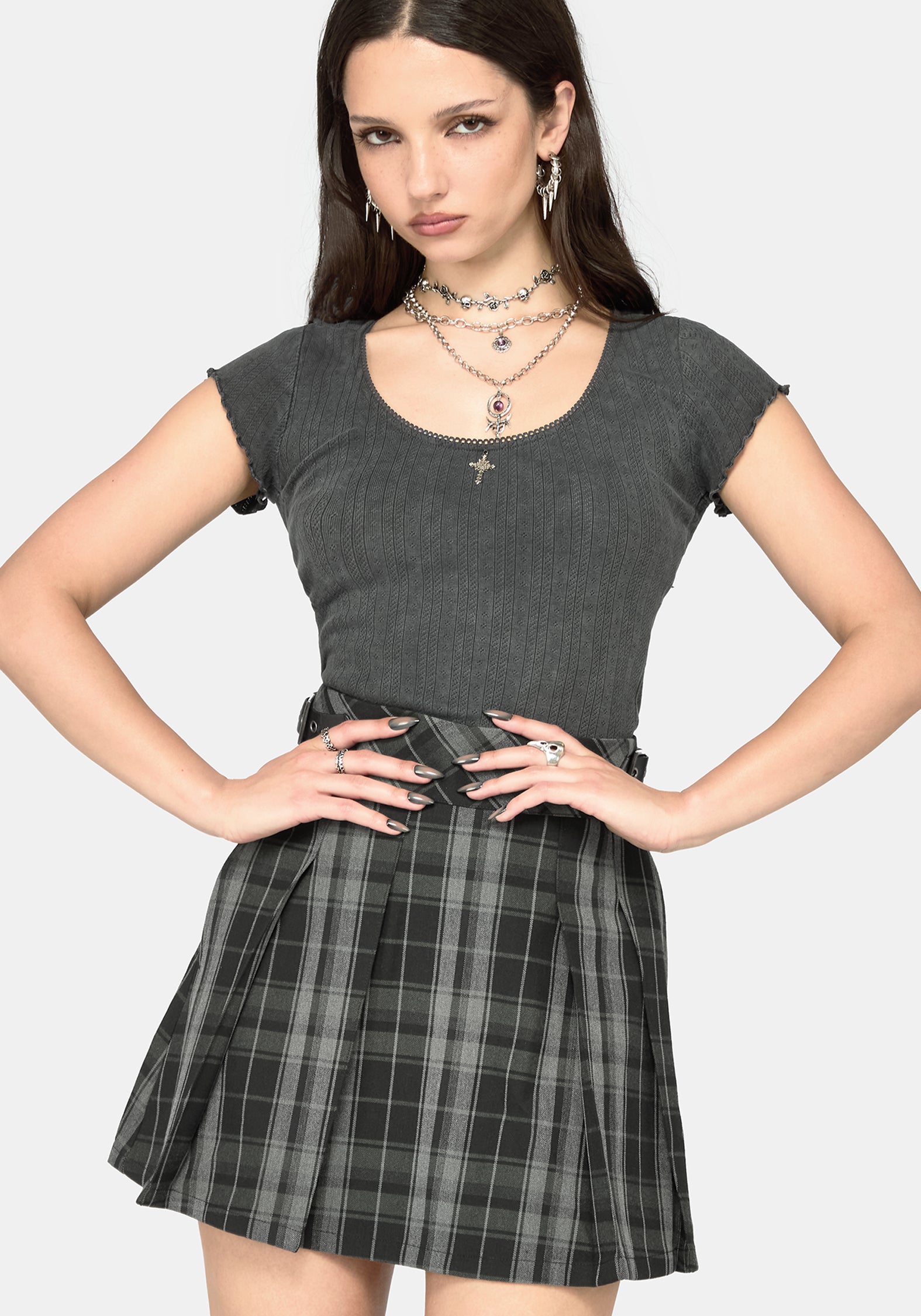 Bramble Buckled Mini Skirt - Dark Green