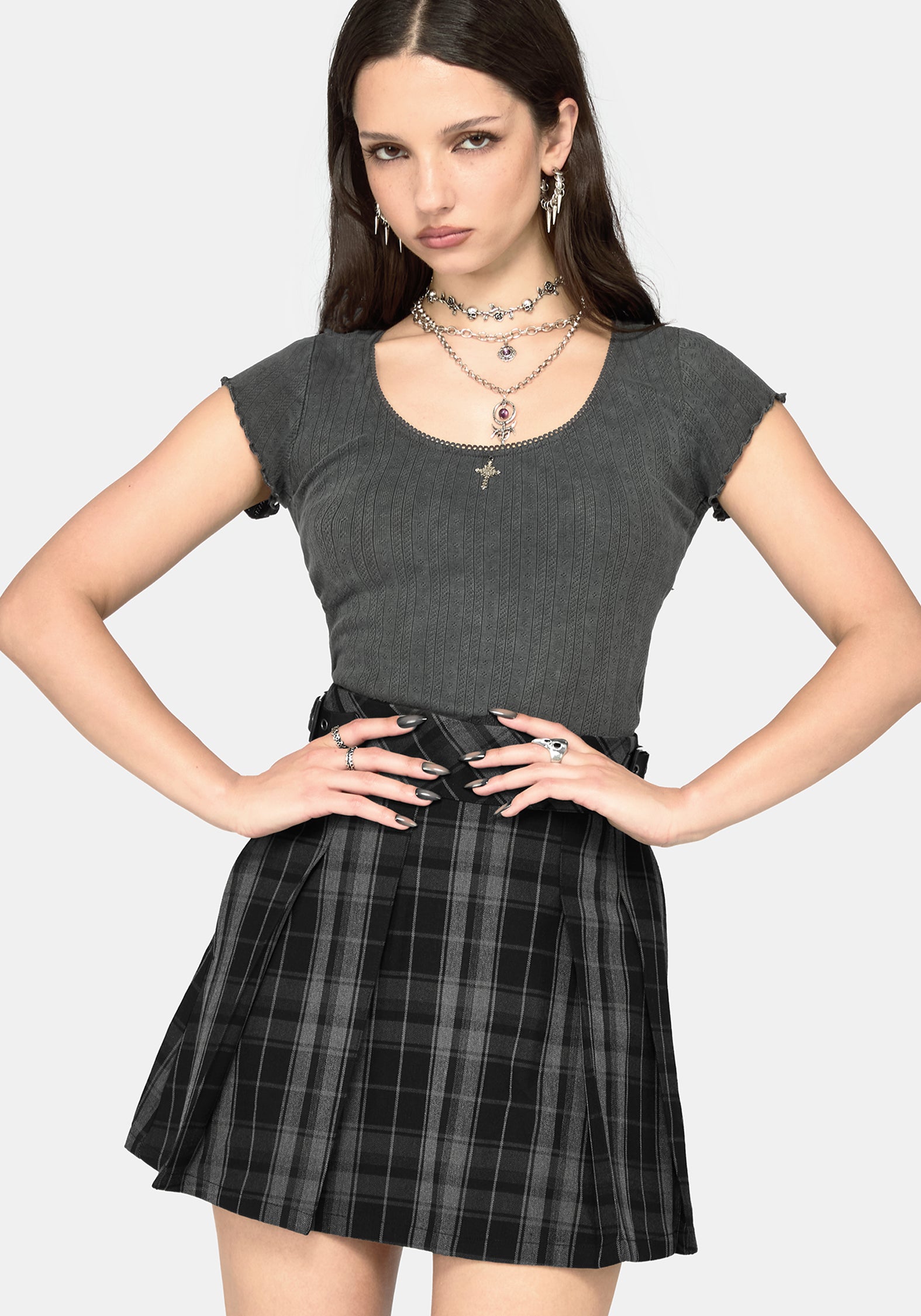 Bramble Buckled Mini Skirt - Dark Green