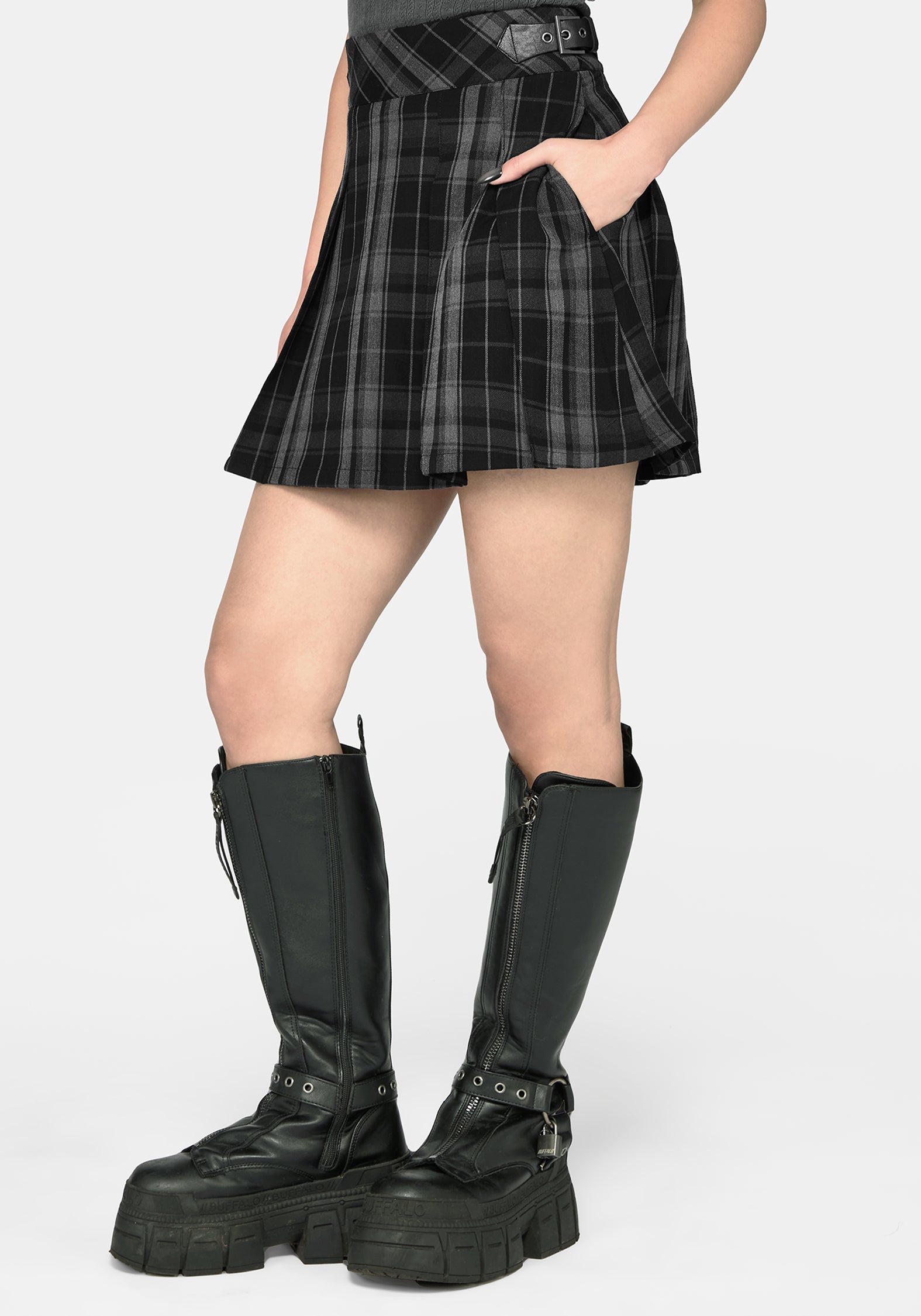 Bramble Buckled Mini Skirt - Dark Green