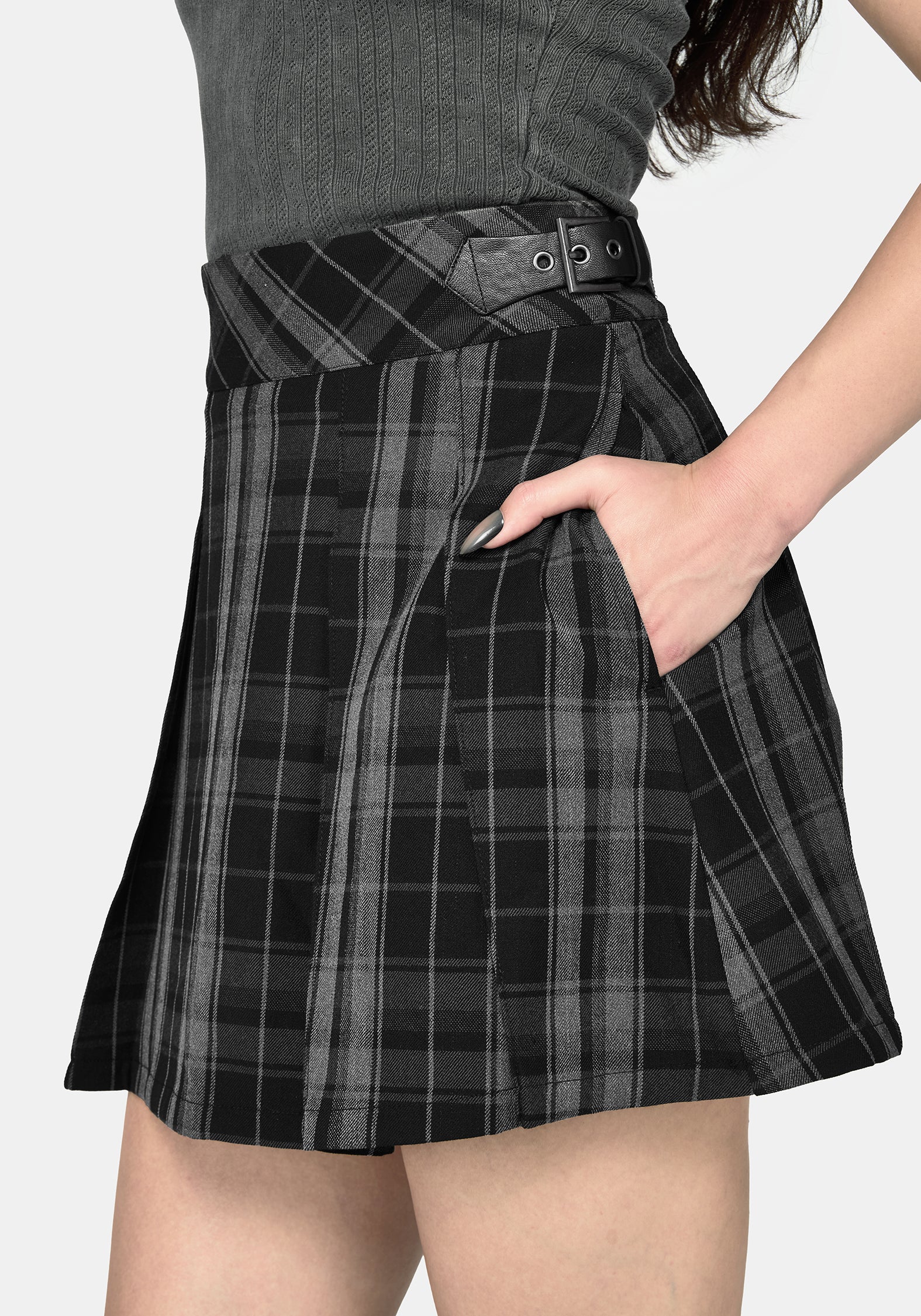 Bramble Buckled Mini Skirt - Dark Green