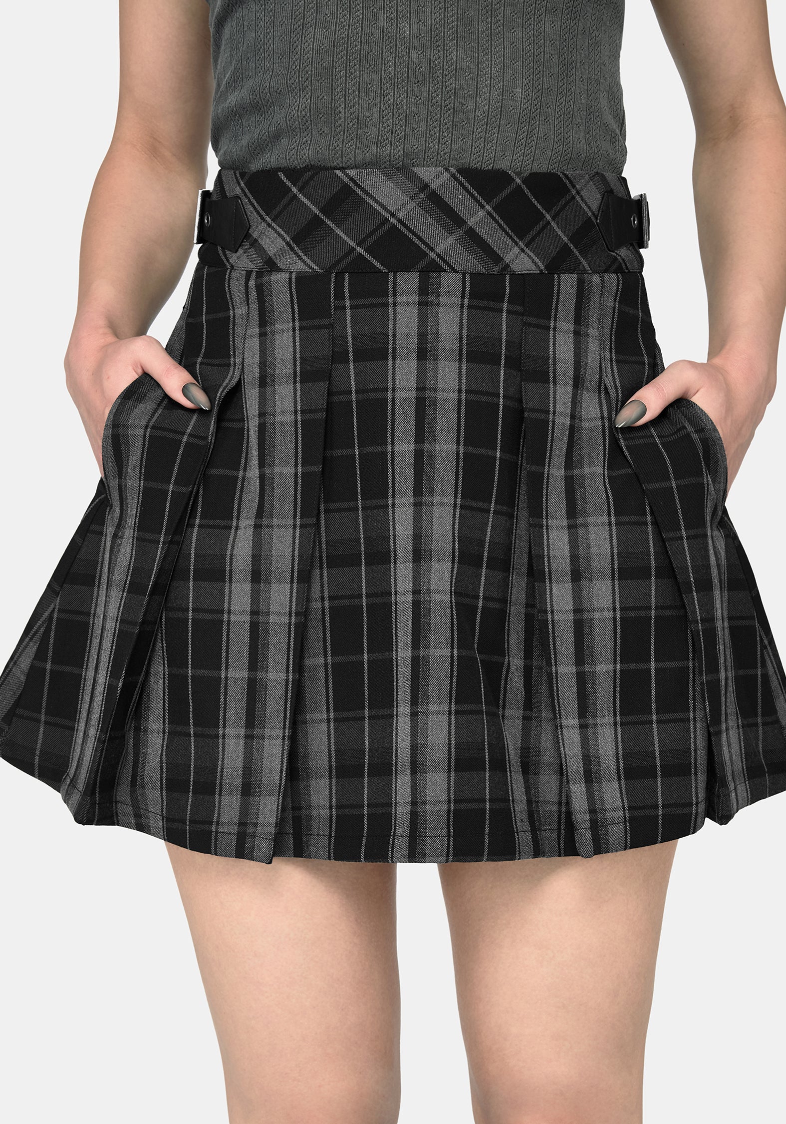 Bramble Buckled Mini Skirt - Dark Green