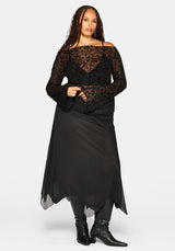 Cyra Hanky Hem Mesh Midaxi Skirt