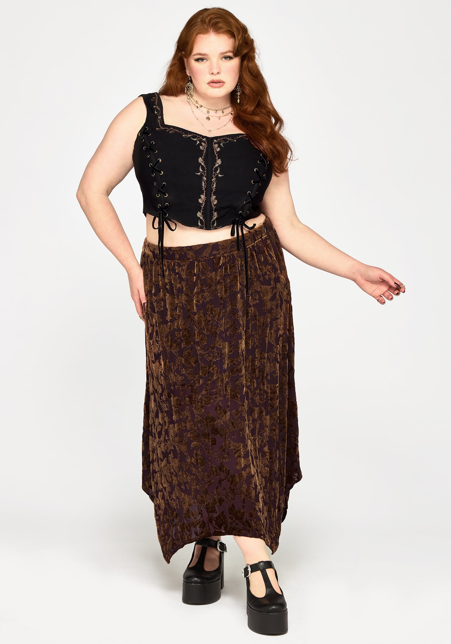 Sienna Devore Hanky Hem Midaxi Skirt