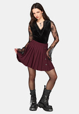 Moonage Pleated Mini Skirt  - Burgundy