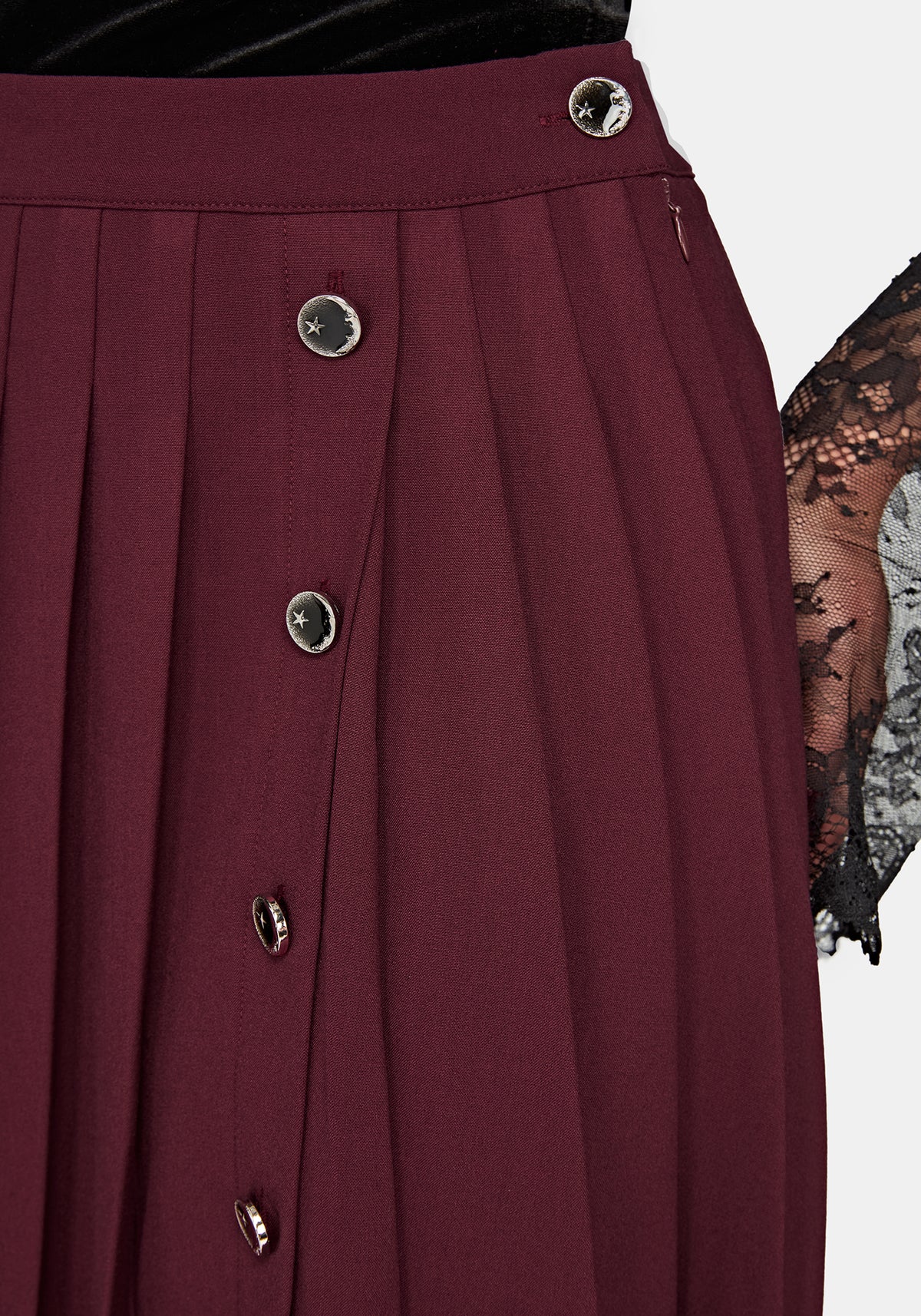 Moonage Pleated Mini Skirt  - Burgundy