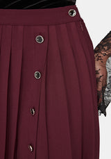 Moonage Pleated Mini Skirt  - Burgundy
