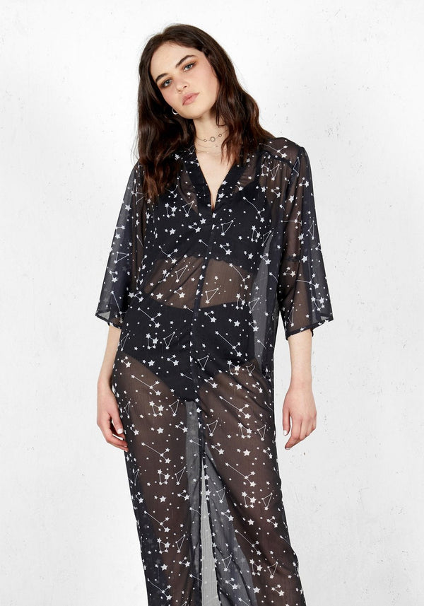 Cosmos Transparent Kaftan Kleid