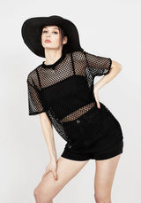 Binding Wide Mesh Oversized Tee