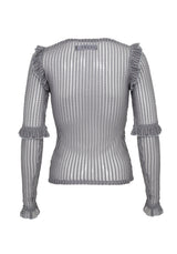 MOURNING RUFFLE TOP GHOST GREY