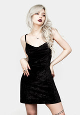 Bitten Cowl Neck Mini Velour Dress