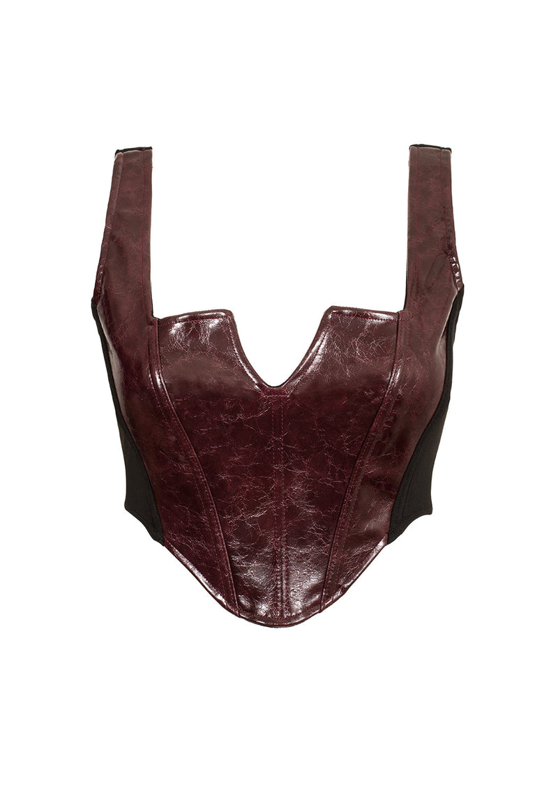 VINCI FAUX LEATHER CORSET TOP