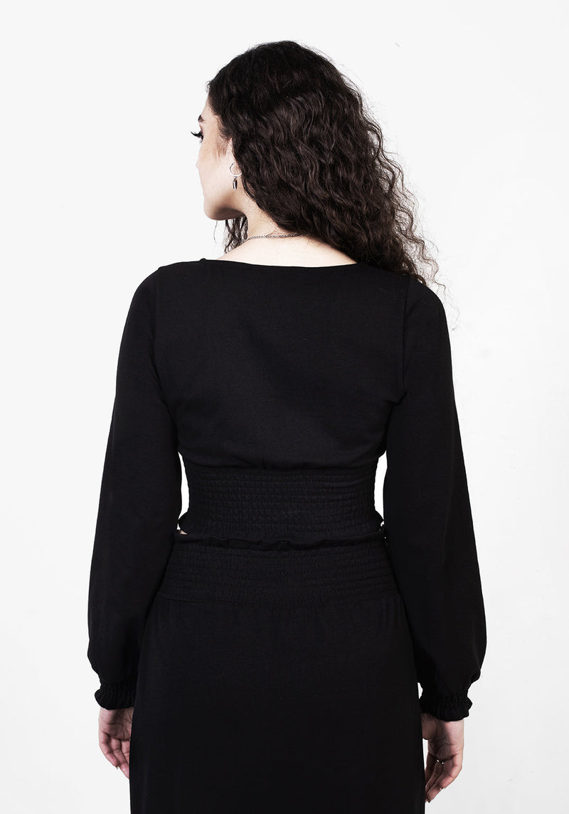 DOLLSOME SHIRRED JERSEY CROP TOP