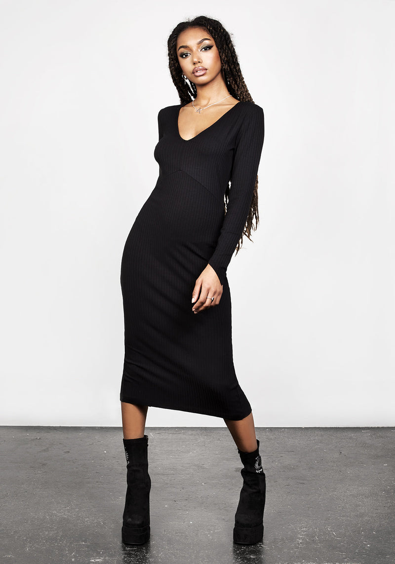 VAMPIRA V-NECK MIDI DRESS