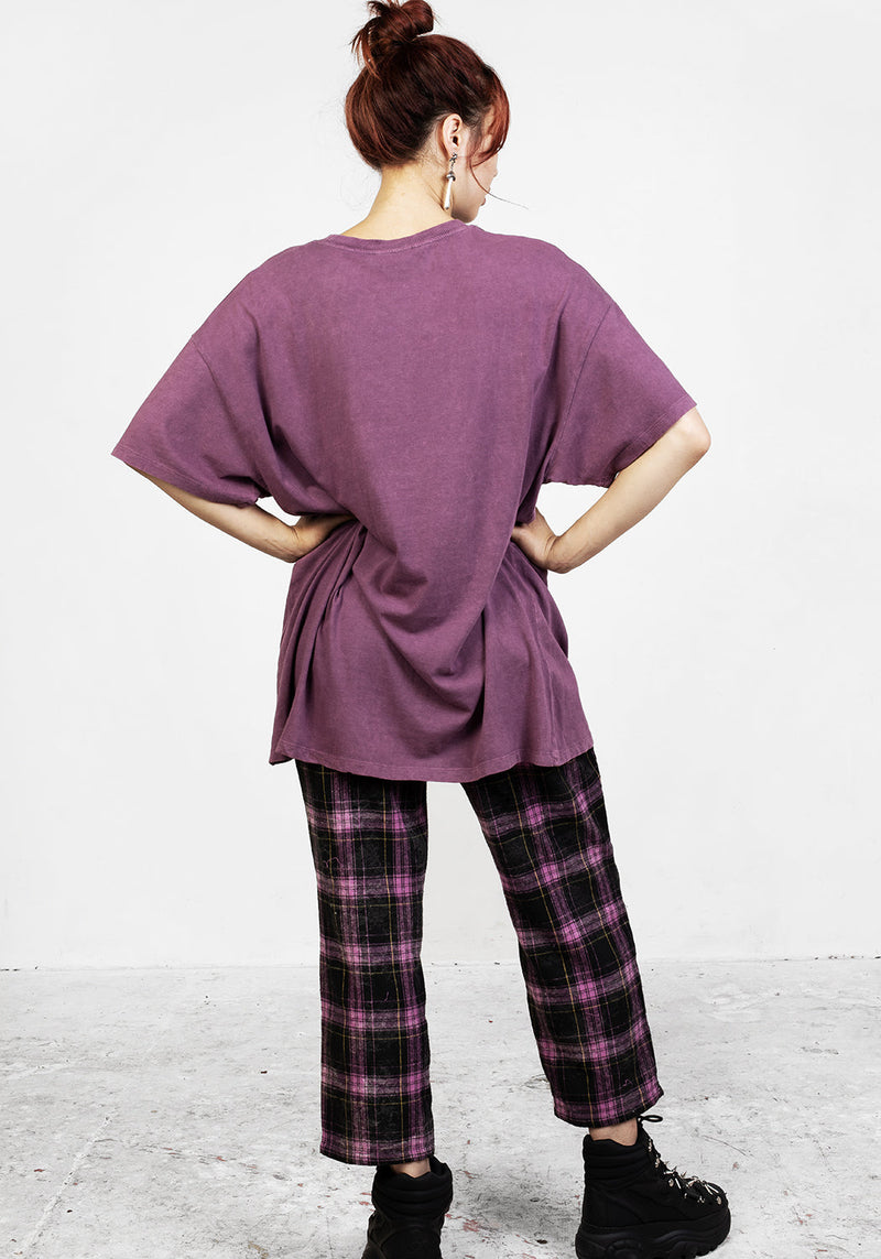 Devil Purple Acid Wash Oversized Tee