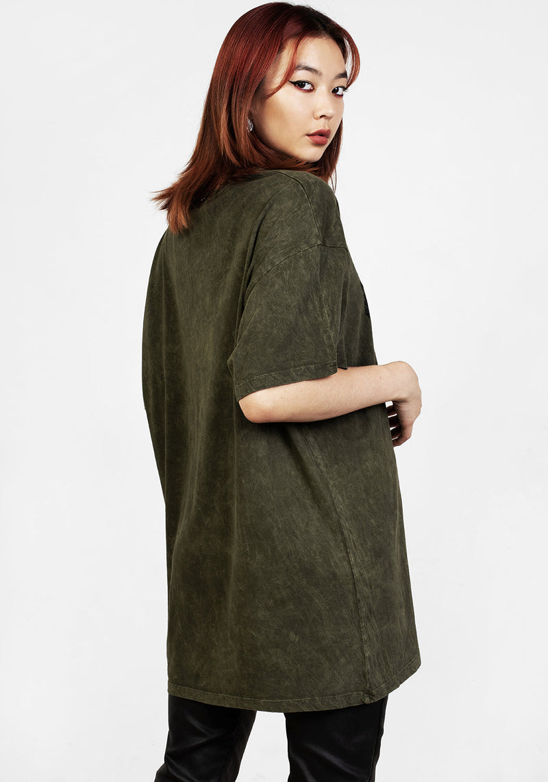 Hedgewitch Green Acid Wash Oversized Tee
