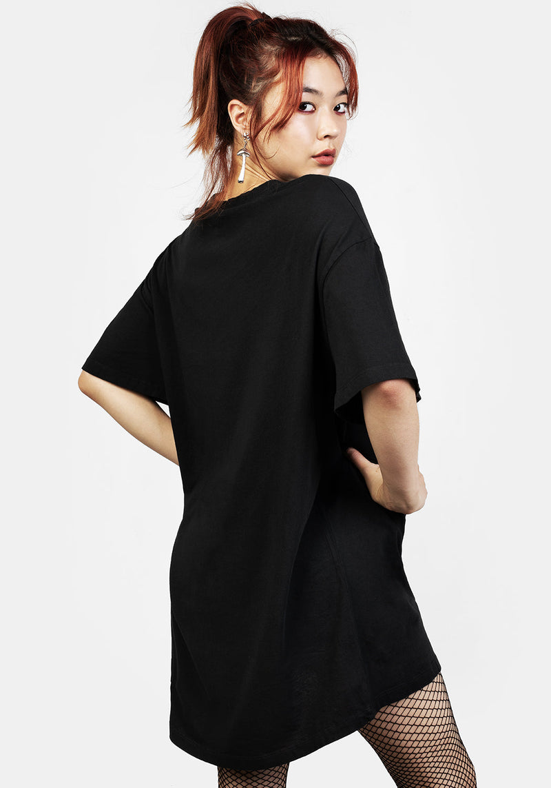 Goblins Black Garment Washed Oversized Tee Dress