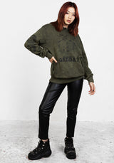 Sabbat and Sun Green Acid Wash Pullover Hoody