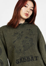 Sabbat and Sun Green Acid Wash Pullover Hoody