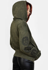 Sabbat and Sun Green Acid Wash Pullover Hoody