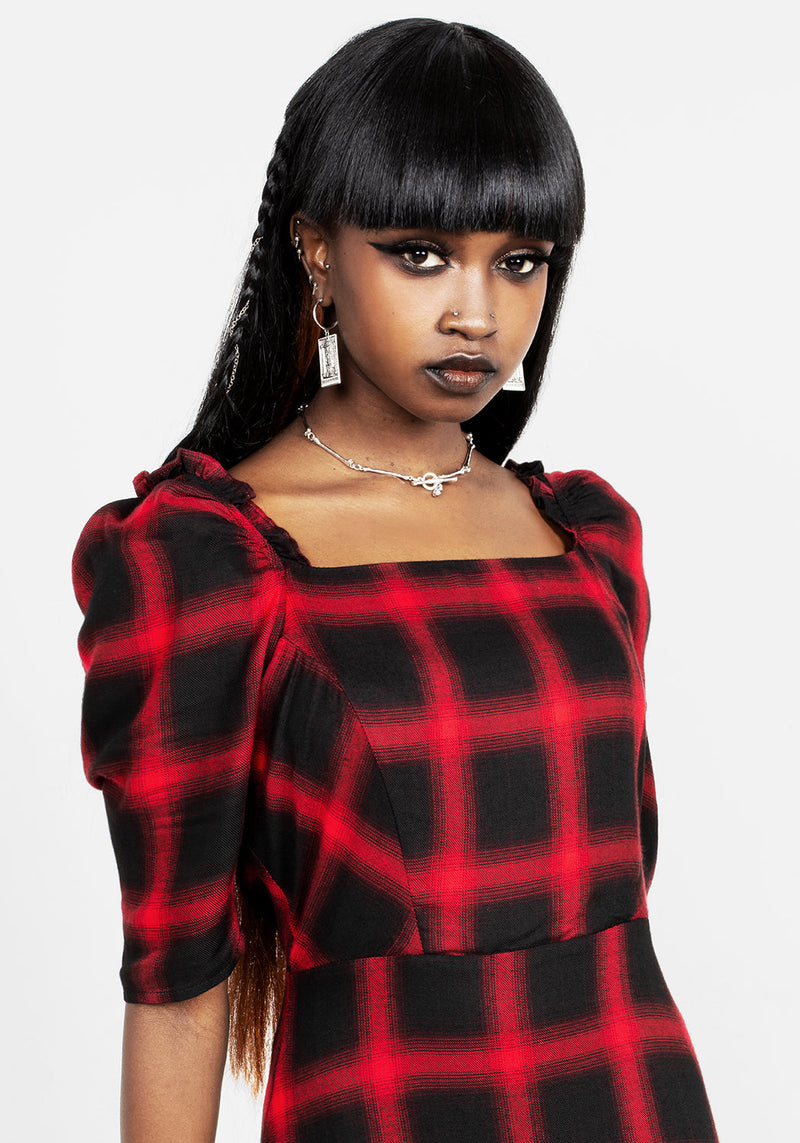 Pennyroyal Check Midi Dress