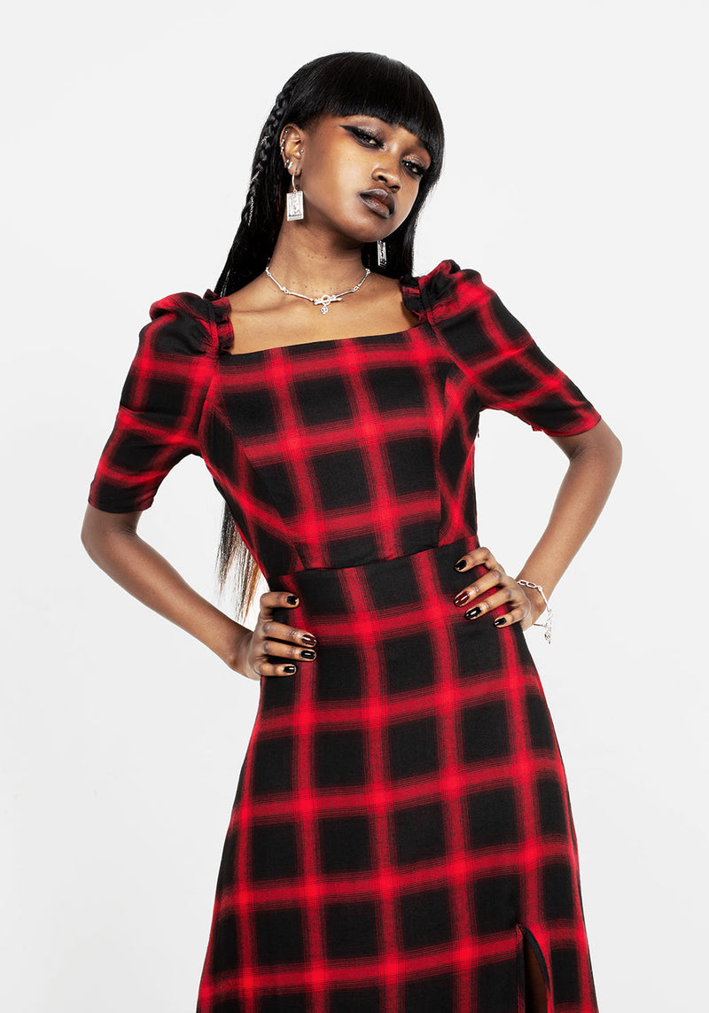 Pennyroyal Check Midi Dress