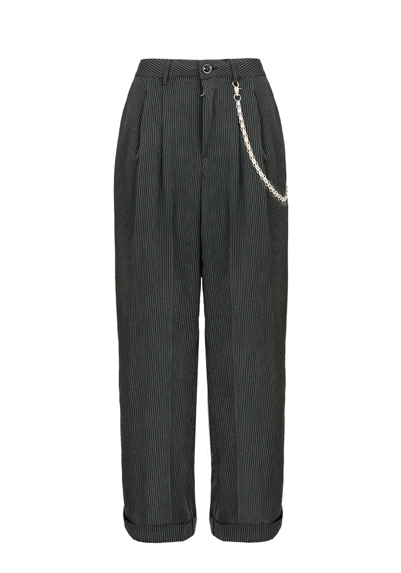 DANDY STRIPED TROUSERS WITH CHAIN