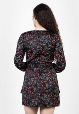 ROSETEARS FRILL PEPLUM MINI DRESS