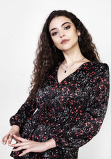 ROSETEARS FRILL PEPLUM MINI DRESS