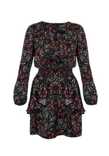 ROSETEARS FRILL PEPLUM MINI DRESS