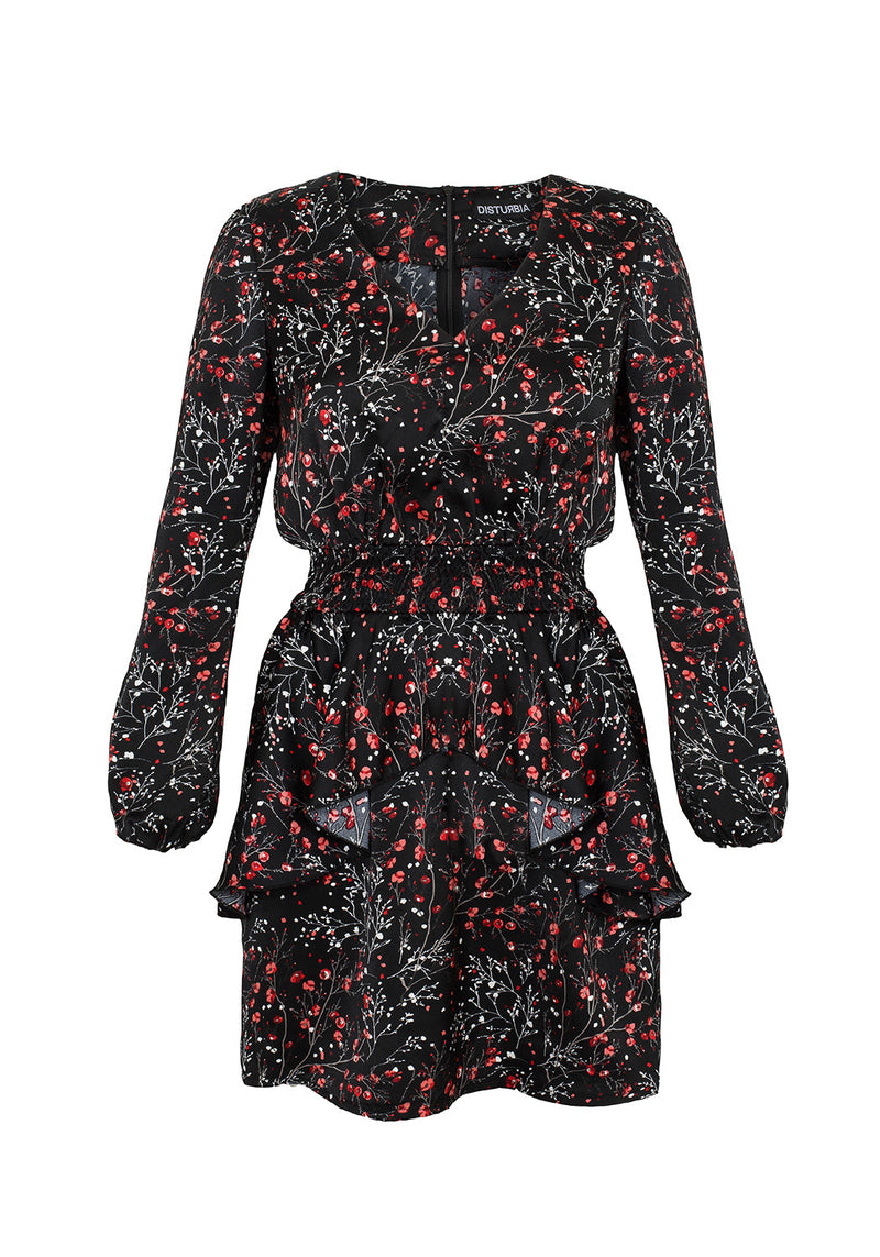 ROSETEARS FRILL PEPLUM MINI DRESS