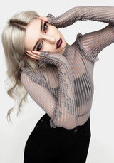 MOURNING RUFFLE TOP GHOST GREY