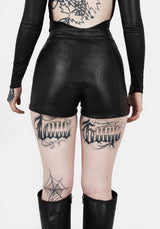 Mosh Faux Leather Lace Up Shorts