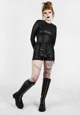 Mosh Faux Leather Lace Up Shorts