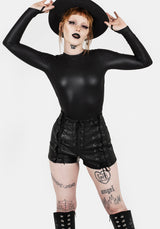 Mosh Faux Leather Lace Up Shorts