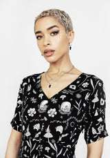 HEDGEWITCH V-NECK MIDI DRESS