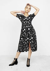 HEDGEWITCH V-NECK MIDI DRESS