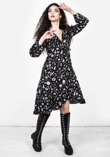 HEDGEWITCH RUFFLE WRAP ABOVE KNEE DRESS