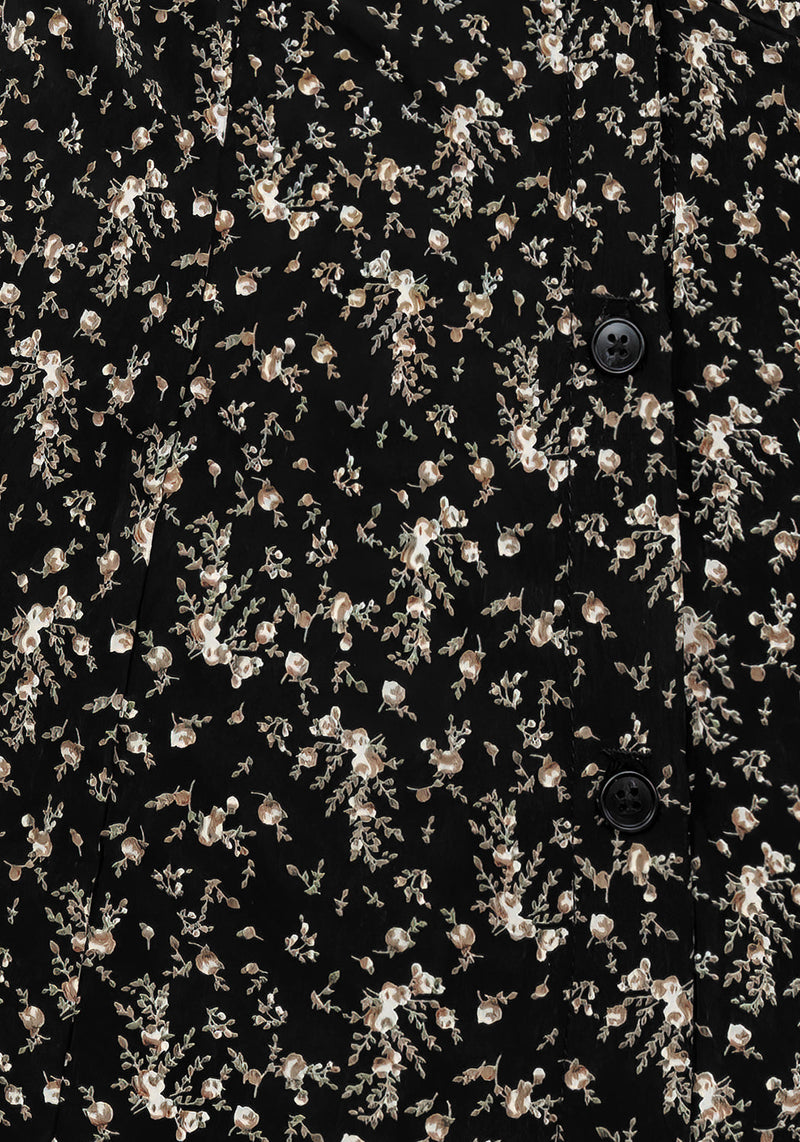 Gardenia Print Button Down Midaxi Dress