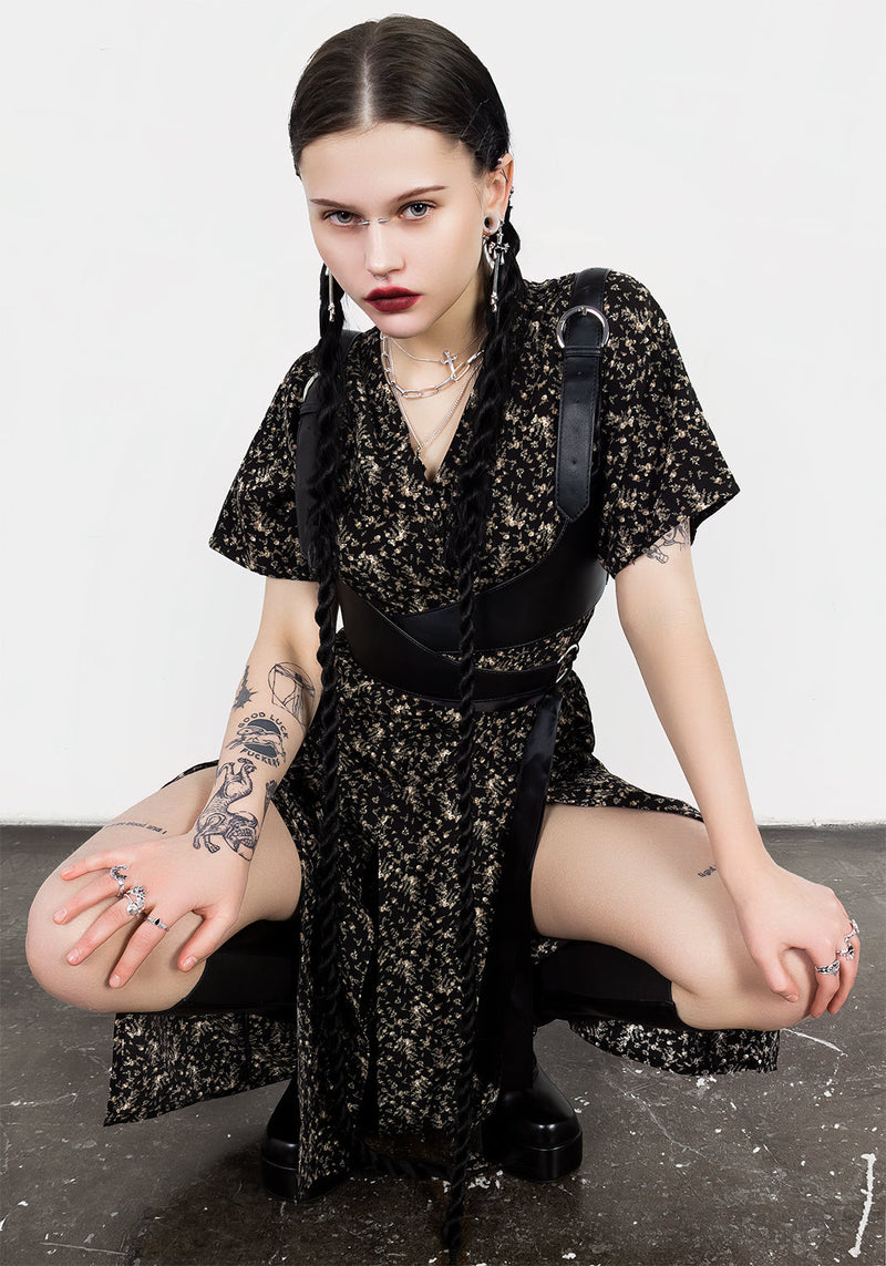 Gardenia Print Button Down Midaxi Dress