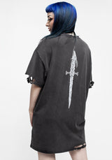 Kilgharrah Unisex Distressed Acid Washed Tee Dress