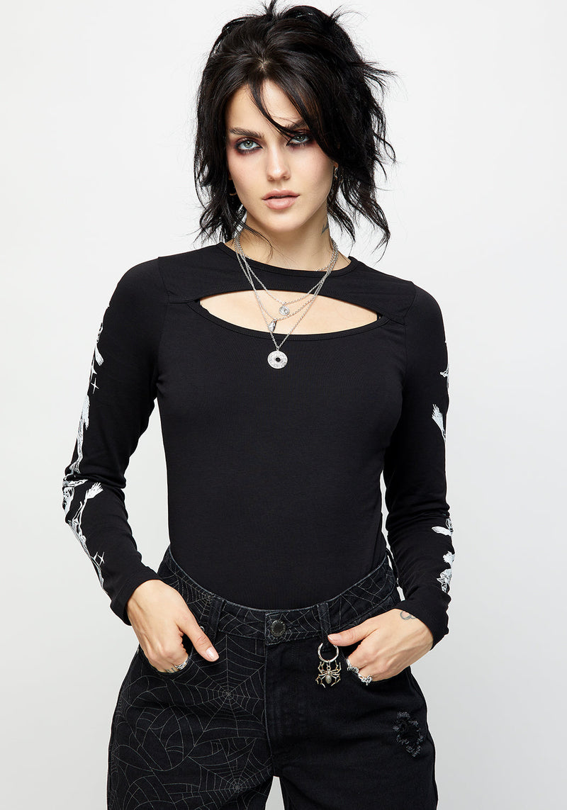 Wolfsbane Cut Out Long Sleeve Top