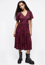 Ophidia Snakes Print Midi Dress - Red