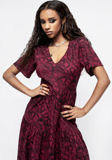 Ophidia Snakes Print Midi Dress - Red