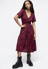 Ophidia Snakes Print Midi Dress - Red