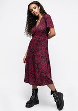 Ophidia Snakes Print Midi Dress - Red